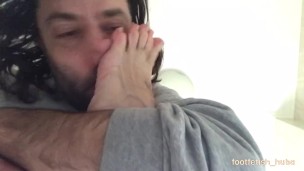 Sniffing the stink from my callusy peds self foot sniff