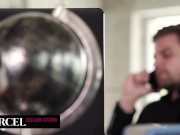 The pretty brunette in lingerie has sex on her office 1/16