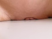 Pussy grinding against the table corner. This sweet pressure made her cum! 15/16