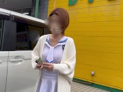 変態巨乳M熟女にセーラー服を着せて露出散歩したら、若い男性の反応が凄かった❤ホームセンター・アダルトショップにも行ってジロジロ視姦されて来た❤日本人・流出・ナンパ・コスプレ・素人・個人撮影・カップル 16/16