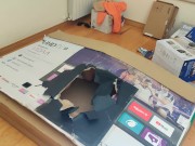 Stepsister receives anal internal cumshot through a hole in a box 3/16