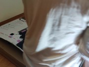 Stepsister receives anal internal cumshot through a hole in a box 4/16