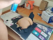 Stepsister receives anal internal cumshot through a hole in a box 5/16