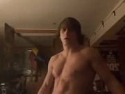 big dick muscular teen playing with toy
