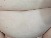 Thick cumshot on BBW hairy pussy and belly 💦💦