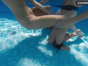 She gives up in orgasms in the swimming pool with big cock 10/16