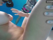 She gives up in orgasms in the swimming pool with big cock 13/16