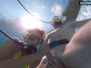 She gives up in orgasms in the swimming pool with big cock 2/16