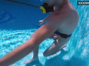 She gives up in orgasms in the swimming pool with big cock 7/16