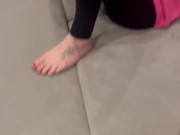 small cumshot on her leggings while watching tv 4/16