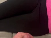 small cumshot on her leggings while watching tv 6/16
