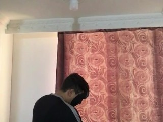 Hard sex with two masked men, he nails me hard and I suck cock