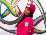 Big Boobed Brunette Oliya Strips Naked Next To A Graffiti! Art! 3/16