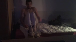 extrem Masturbate Penis in white long leggins and White Pantyhouse