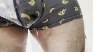 Pissing in banana boxers