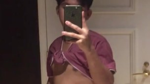 jerking while there are people outside the bathroom