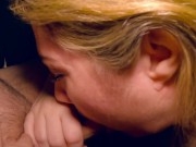 Stepsister gives extremely wet sloppy blowjob. Huge cumshot in slow motion 2/16