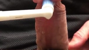 Watch me try to Cum handsfree using my electric toothbrush, using my cum as toothpaste again