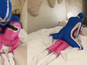 【特撮ヒーローのアクメセックス】「ピンクができることはおまんこ使うことだけだろ？」私は仲間の精子を出すことで疲れを癒し、地球を守ります。レンジャー達の戦闘の裏映像をご覧ください。 8/16