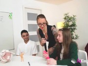 Carolina Lorca learns how to fuck a tries lesbian sex and hardcore fucks from teacher Barbara Grey 2/16