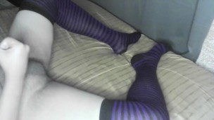 Femboy using fleshlight and highsocks