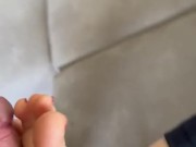 she plays with her feet and i end up cumming on her small tits 7/16