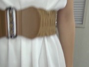 JAV audition behind the scenes footage featuring a happy and eager hopeful with legs that never end strips for glory 2/16