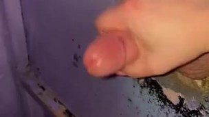 Gloryhole wife makes big cock cum