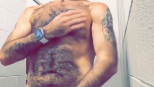 Stroking my hairy cock in a public park bathroom before my run teaser
