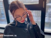 Hot slut talking on the phone with her husband while her friend fucks her. 3/16