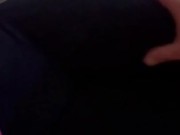 she jerks me off while watching tv and i cum on her leggings 10/16