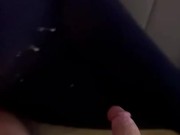 she jerks me off while watching tv and i cum on her leggings 16/16