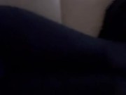 she jerks me off while watching tv and i cum on her leggings 9/16