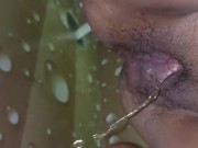 Hot cum with hot piss coming out from her tight pussy 8/16