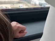 Closeup cumshot on hotel balcony