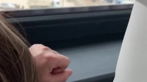 Closeup cumshot on hotel balcony