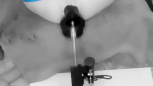 Late night anal chill on fuck machine with fat black dildo