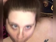 POV face fucking blue eyed PAWG, cover my tongue with your  thick cum