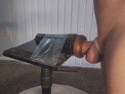 Fucking Fleshlight standing up, dripping lube!