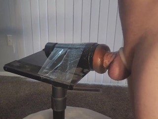 Fucking Fleshlight standing up, dripping lube!