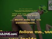 Homemade couple blowjob cowgirl riding & doggystyle decked out in ALL green from head to dick for St Patty's Day - Lelu Love 1/16