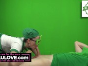 Homemade couple blowjob cowgirl riding & doggystyle decked out in ALL green from head to dick for St Patty's Day - Lelu Love 5/16