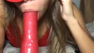 Teen fuck deepthroat with dildo