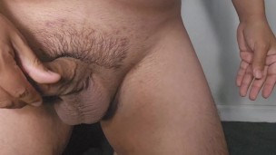 Latino Fingers Himself And Makes Thick Cock Bust.