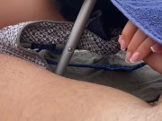 jerking off on the nude beach. Almost get caught. 7/16