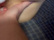 Squirting everywhere and soaking his bed with my creamy pussy 10/16