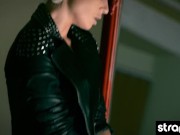 Watch her rip her pantyhose open to ride her favorite dildo 15/16