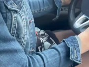 she jerks me off while driving and i end up cumming in her mouth 1/16