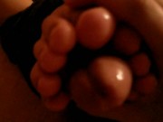 Tired Girl Tied Toes around my cock Footjob 1/16