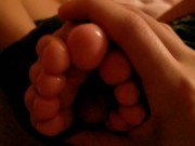 Tired Girl Tied Toes around my cock Footjob 6/16